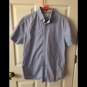 Young boys’ Cactus Man Button Down Shirt, light blue and white, Size Small